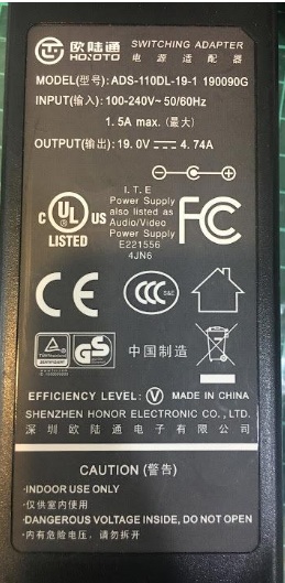 *100% Brand NEW* HOIOTO 19V 4.74A ADS-110DL-19-1 190090G 5.5mm*2.1mm Switching power adapter Power SUPPLY